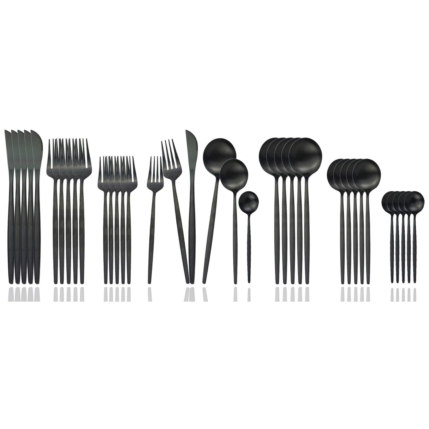 JASHII Silverware Set, 36 Piece Food Grade Stainless Steel Flatware Set Fork Spoon Knife Utensils for Daily Use and Party, Service for 6 Anti Rust, Safe in Dishwasher (Matte Black)