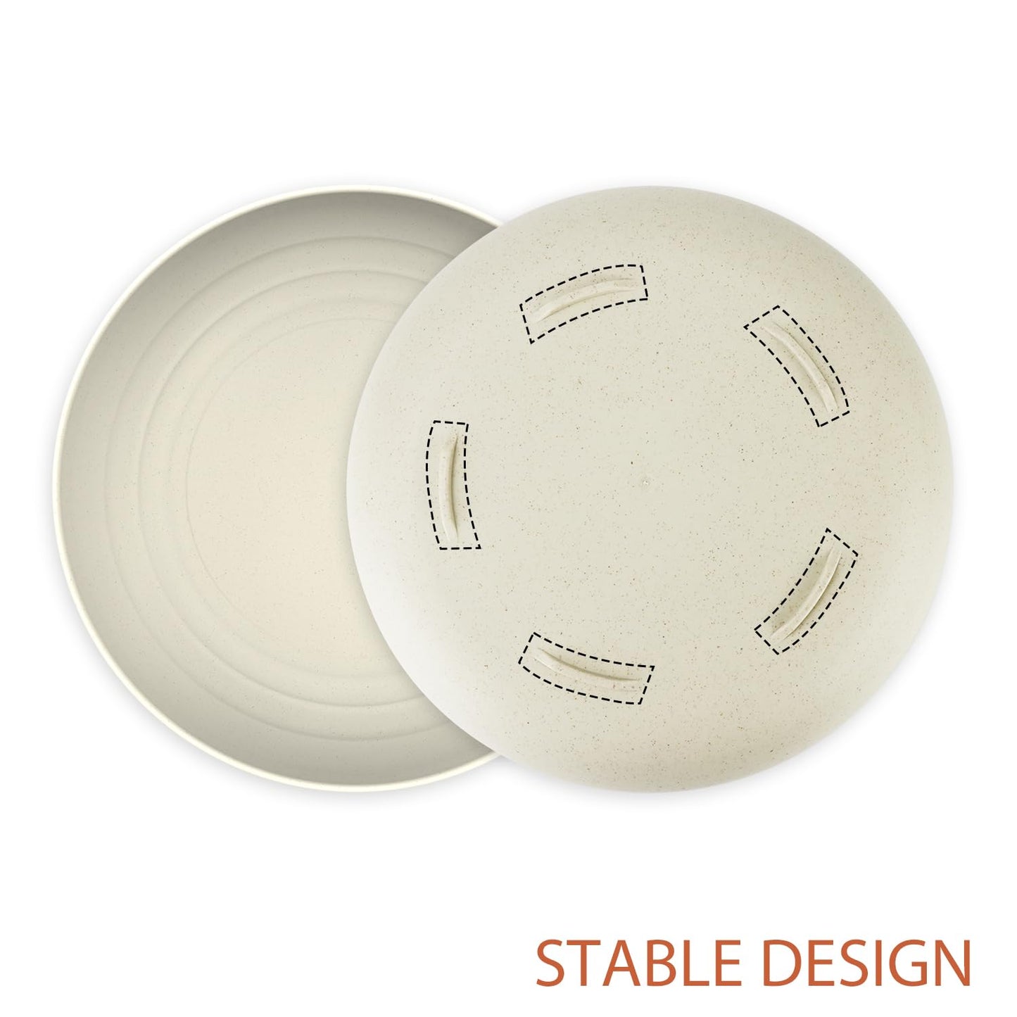 Wrova Large Wheat Straw Dinner Plates - 11 Inch Set of 8 - Unbreakable, Dishwasher & Microwave Safe - Deep Edge for Kitchen & Camping (Beige)