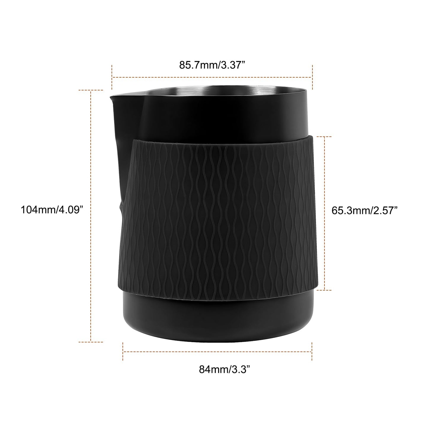 IKAPE Espresso Milk Pitcher, 15.04/450ml Milk Frothing Jug without Handle, Espresso Steaming Pitcher with Sharp Spout for Espresso Barista Tool(black)