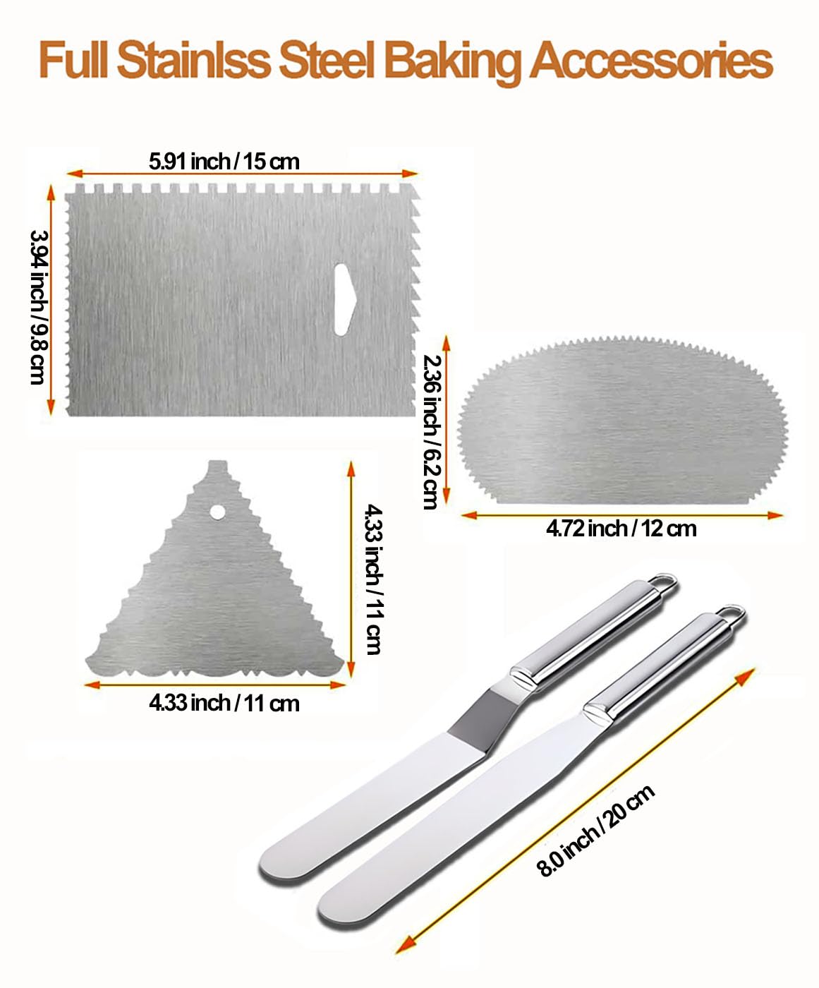 Yizish Cake Turntable Aluminum Alloy, 12 Inch Rotating Cake Stand Decorating Kits with Stainless Steel Icing Spatula (2pcs) and Icing Smoother (3pcs) for Baking, Pastries and Cupcakes