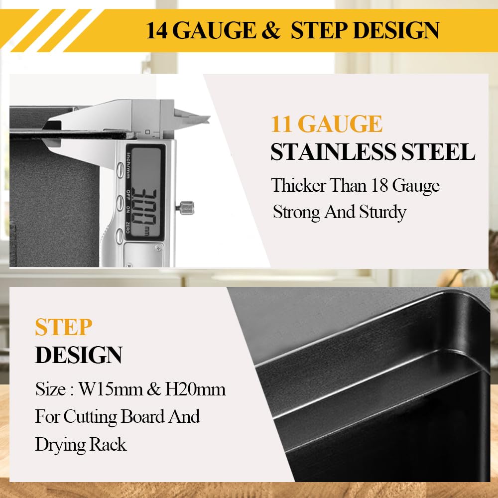 KOARDINK 30x19 In Black Kitchen Sink Workstation - Undermount Stainless Steel Single Bowl Drop In Modern Workstation Sink Come With SS Grid,Drying Rack,Cutting Board,Utensil Rest And Drain Assembly