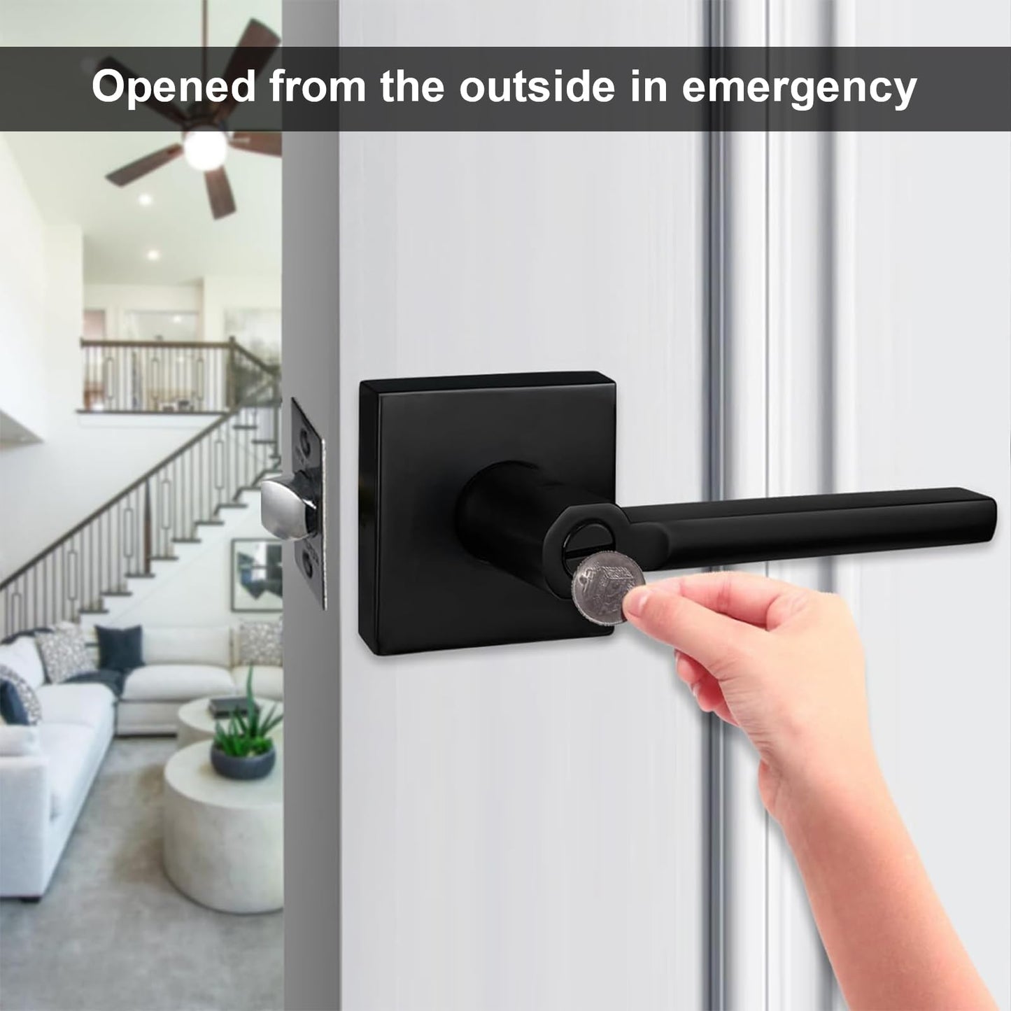 (10Pack) Bed/Bath Room Door Lever for Privacy Bathroom and Interior Door Door Lock Handle in Aged Matt Black, HD1601-DB-BK-10P