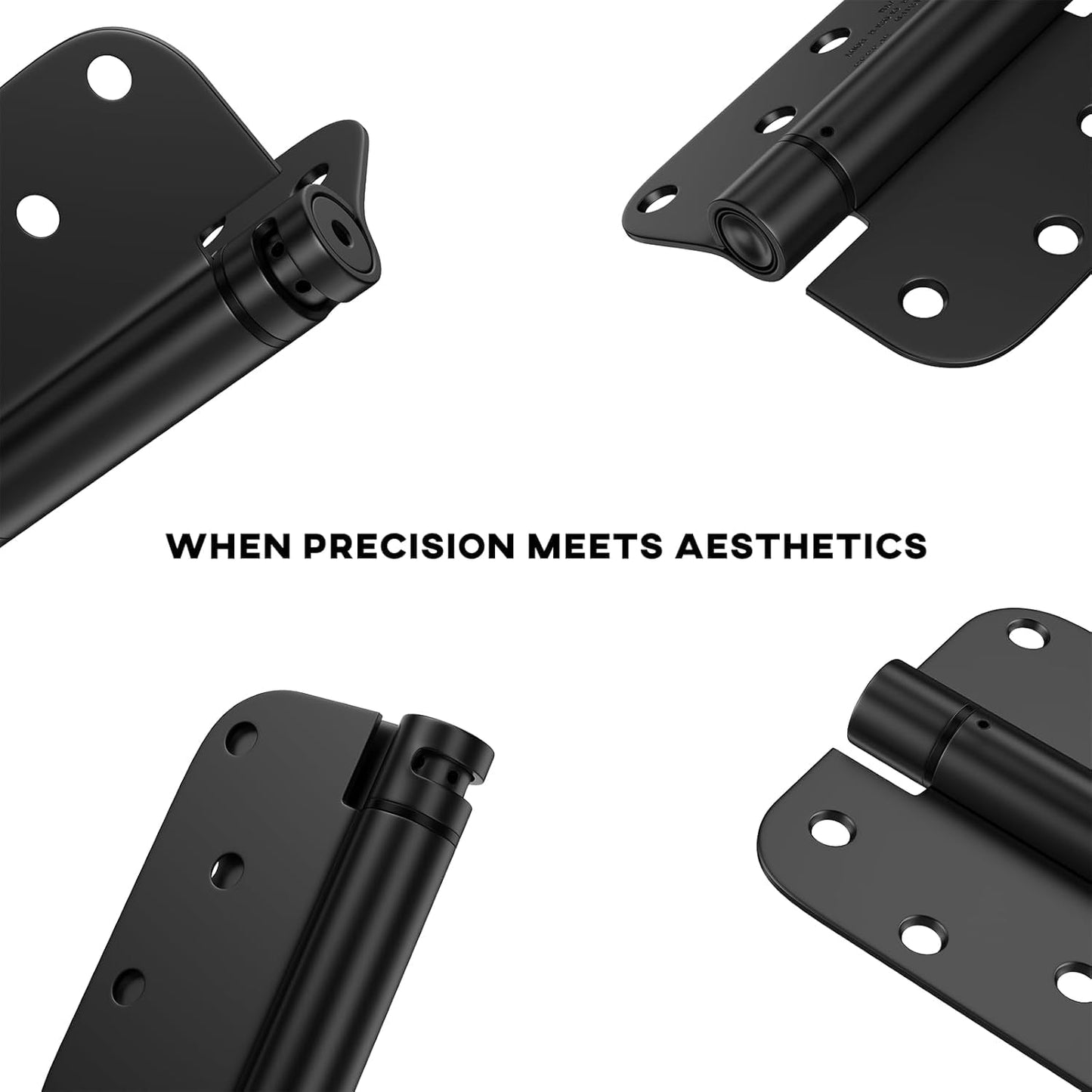 goldenwarm 3 Pack Black Self Closing Door Hinges with 5/8'' Radius Corners - Adjustable Tension Soft Close Hinges for Interior/Exterior Doors, Heavy Duty 4 Inch Hinges with Durable & Quiet Closure