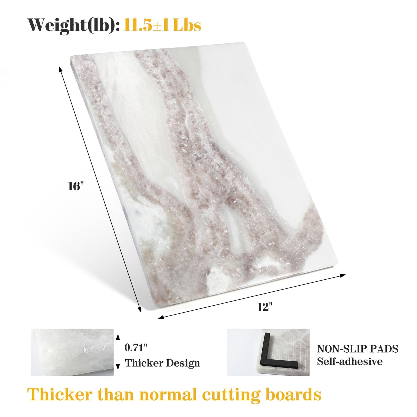 Koville Marble Cutting Board for Kitchen, 16x12 Inches Large Marble Slab Cheese Board, Rectangular Serving Board for Baking Charcuterie Pastry, Natural Stone Board for Countertop (Namib Picasso)