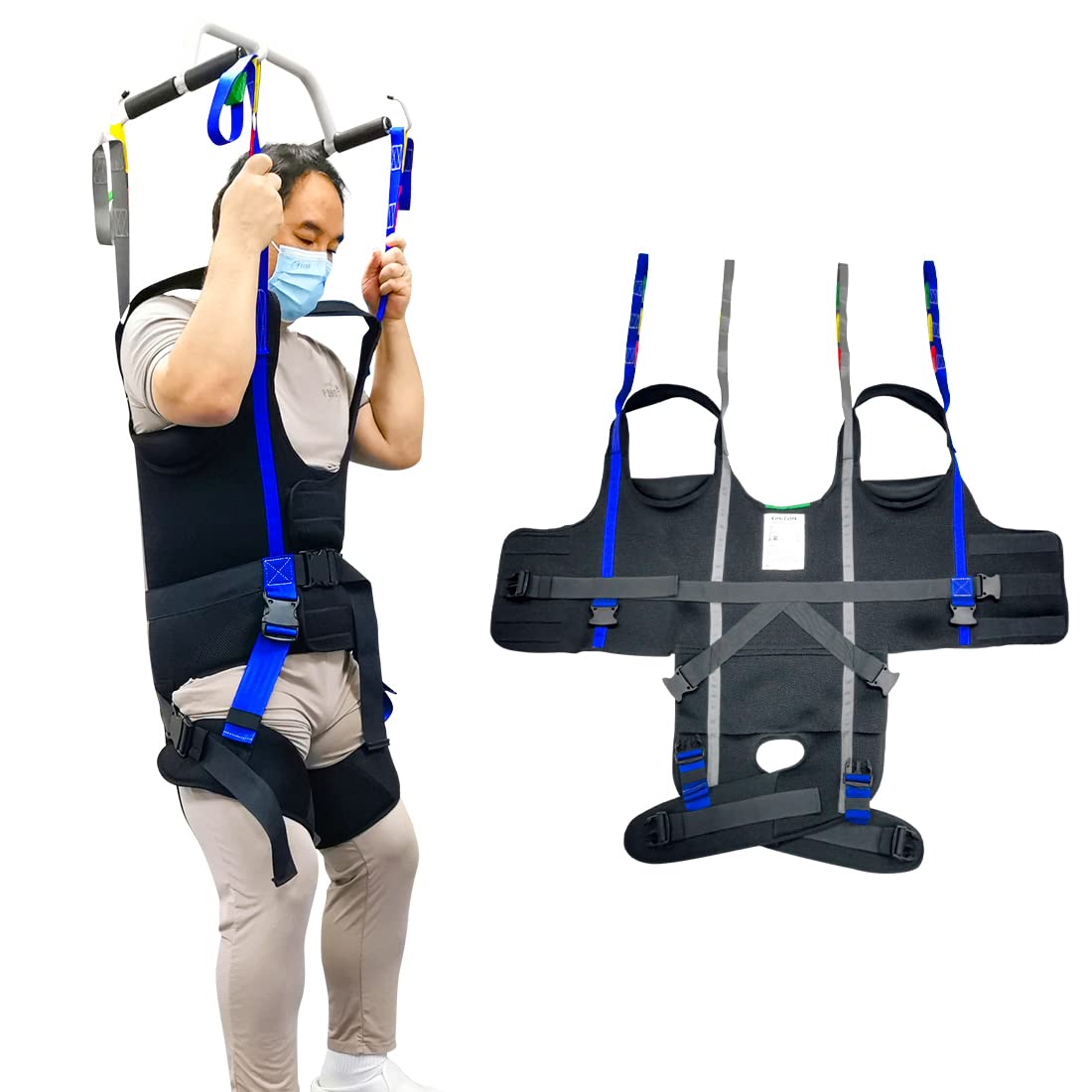 Ehucon Patient Lift Walking Sling, Pelvic Padded 500lbs Safety Loading Weight,Medical Hoist Standing Aids for Ambulating Support Training (Small)