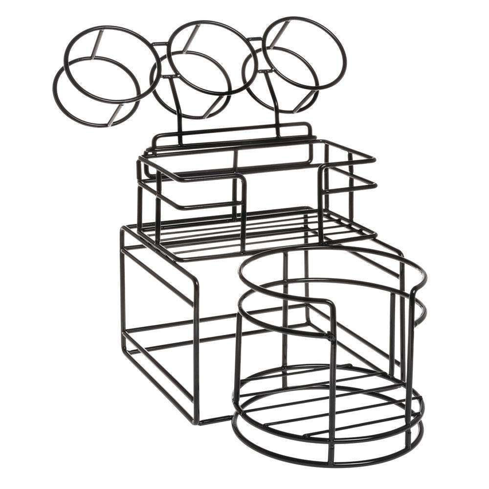 HUBERT Basic Collection Wire Plate/Bowl, Napkin Holder with Detachable Cylinder Holder - Black
