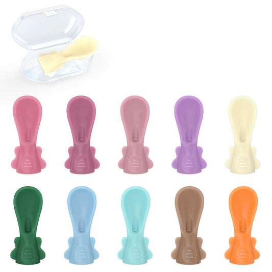 10-Pack Bulk Baby Food Pouch Spoons – Ultimate Daycare & Home Value Set – Universal Fit Silicone Dispensing Tips for Reusable & Disposable Pouches – Dishwasher Safe Spoons with 10 Travel Cases