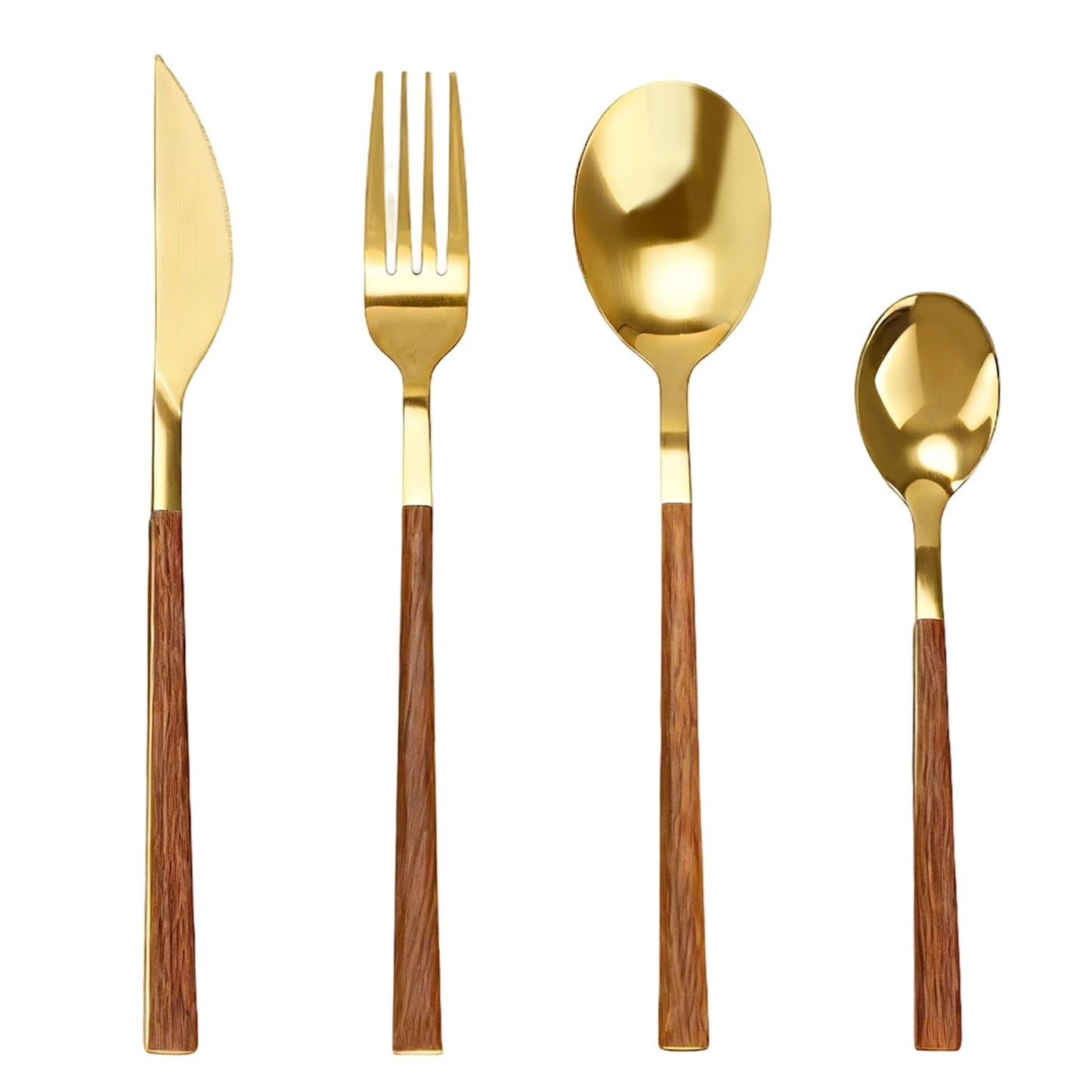 Golden Silverware Set, 24 Piece Flatware Cutlery Set for 6, 18/10 Stainless Steel Silverware, Gold Cutlery Set Utensils Set, Tableware Include Forks Knives Spoons