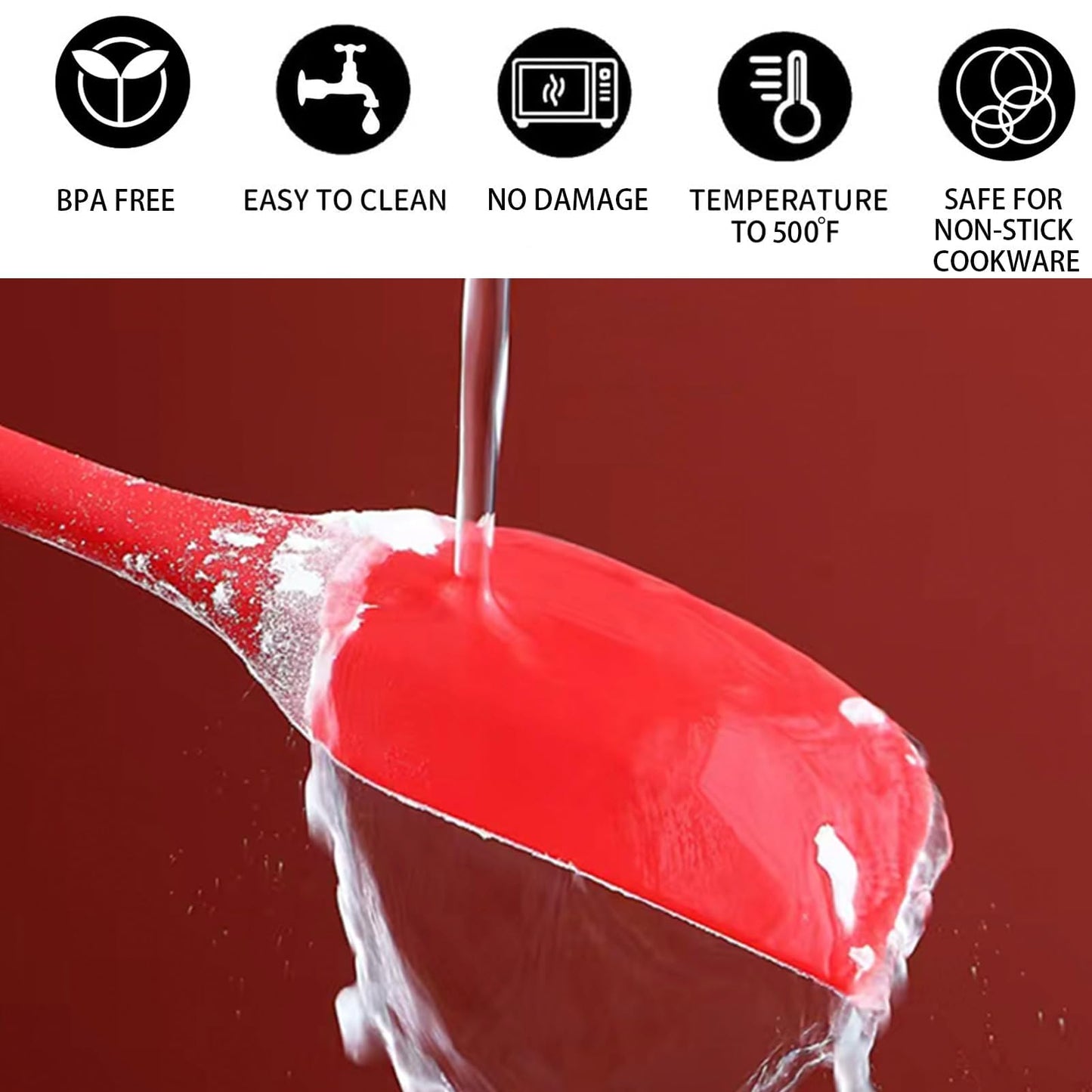 8 Pieces Silicone Spatulas, 8.3 inch Small Spatulas Non-stick Heat-Resistant Non-stick with Stainless Steel Core For Cake Cream Cooking Gadget (Red)