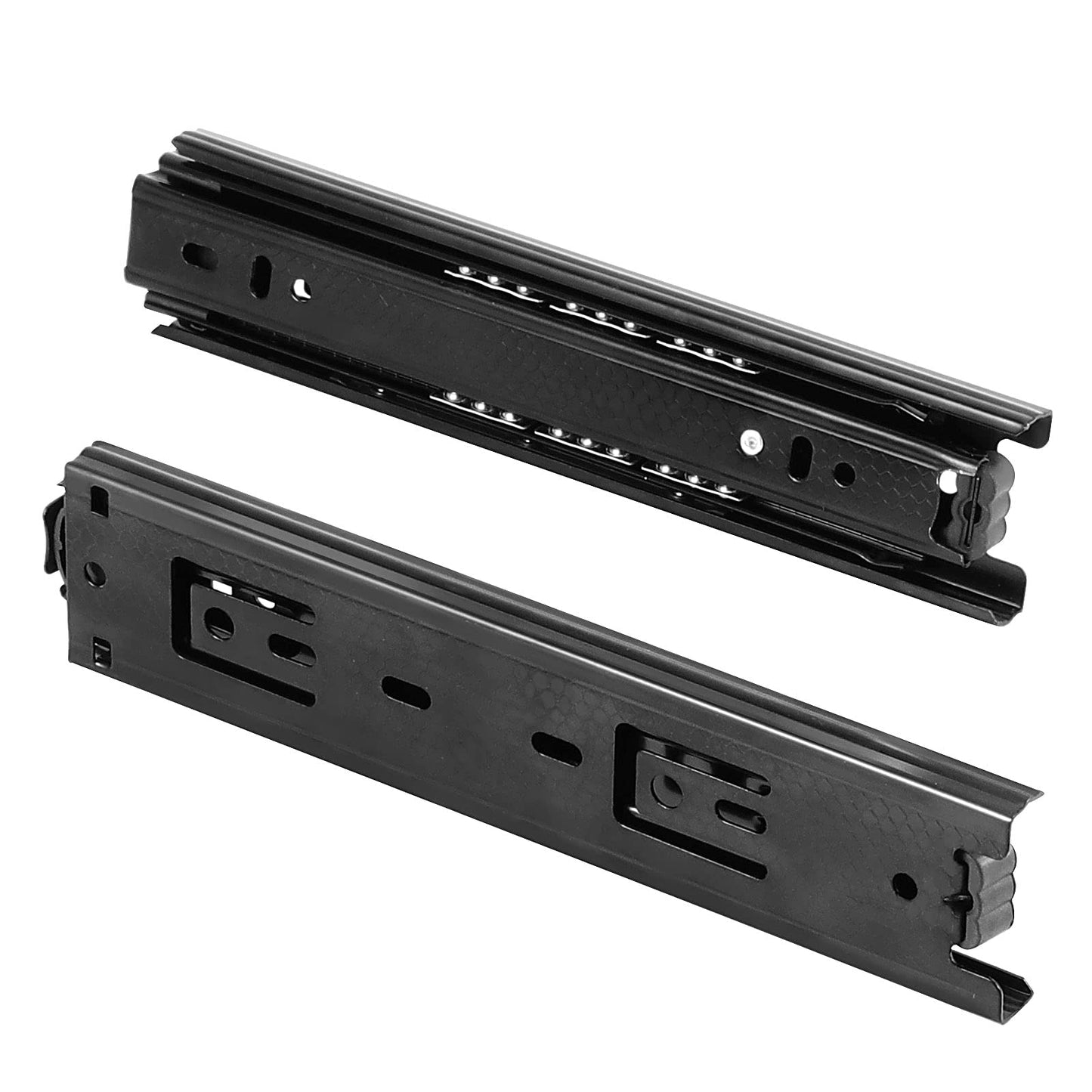 SEUNMUK 8 Pairs 6 Inch Full Extension Less Noise Drawer Slides 3 Section Ball Bearing Side Mounted Drawer Slider Heavy Duty Drawer Slides, with 64 Mounting Screws, Black