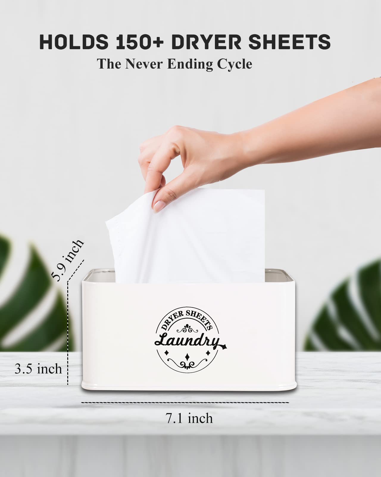 SACREDAY Dryer Sheet Holder with Hinged Lid for Laundry Room Organization. Metal Dryer Sheet Dispenser Container, Farmhouse Laundry Room Decor and Accessories for Dryer Sheets Holder, Cream