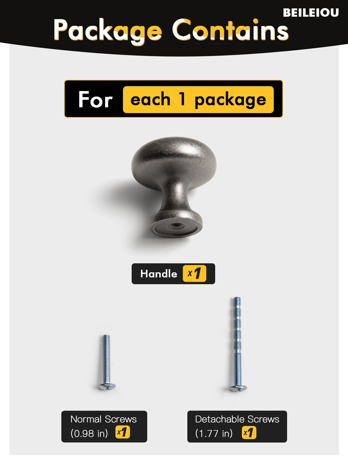 BEILEIOU Antique Silver Cabinet Knobs Classic Vintage Retro Drawer Knobs Kitchen Cupboard Bathroom Dresser Cabinet Bar Drawer Knobs Hardware Handles Zinc Alloy (5, Antique Silver, Knob)