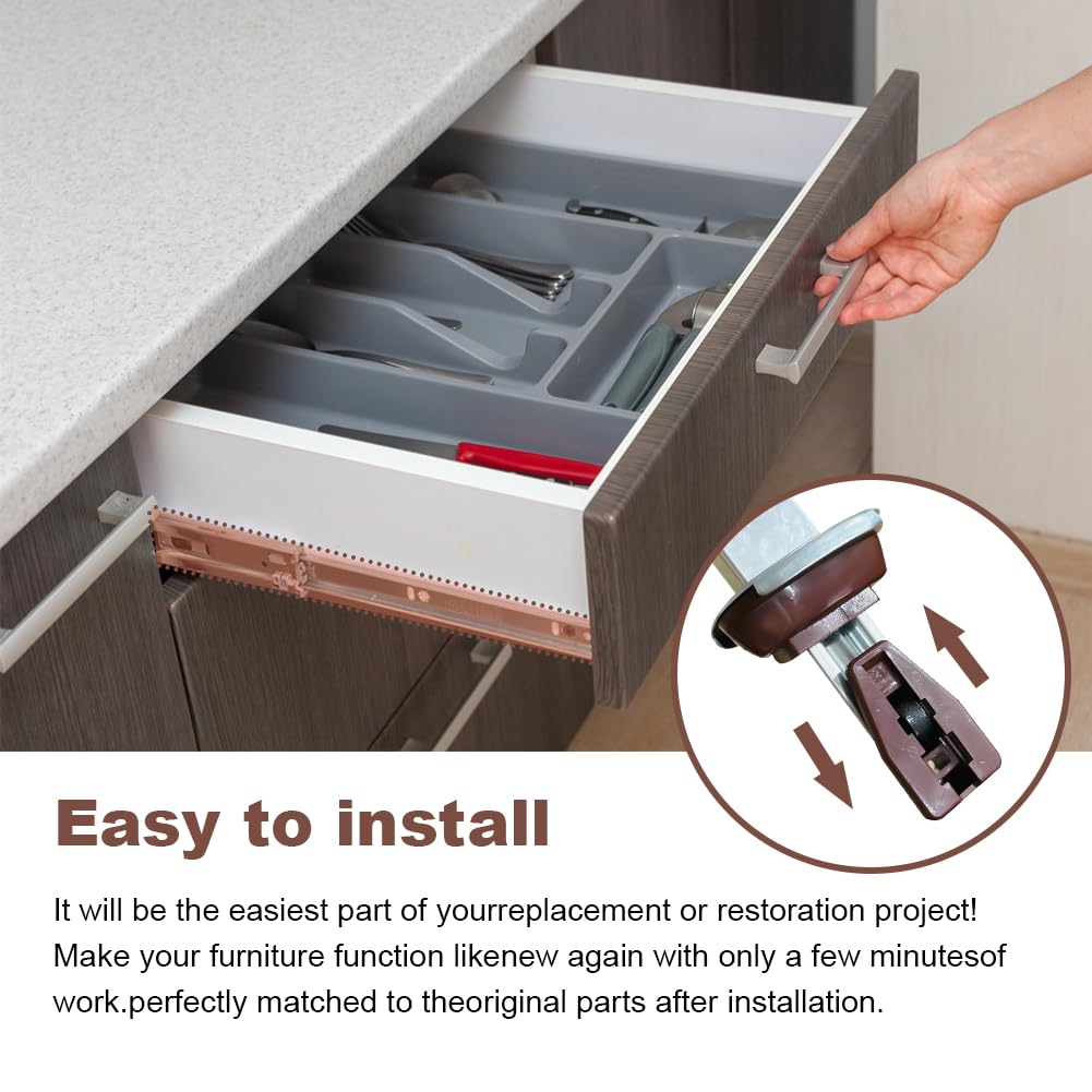 Drawer Slides Center Track for Kenlin Rite-Trak II Rails Kit, 16 Inch Drawer Metal Slides with Stop & Roller, Replacement for Dresser Nightstand Wardrobe Cabinet Drawer Tracks and Rails Kits (1 Pack)