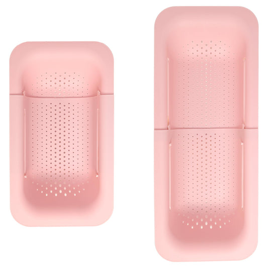 Paris Hilton Over the Sink Expandable Colander, Extendable Strainer, Adjustable from 14.5 inches to 19.5 inches, Fits most kitchen sinks, Made without BPA, Pink