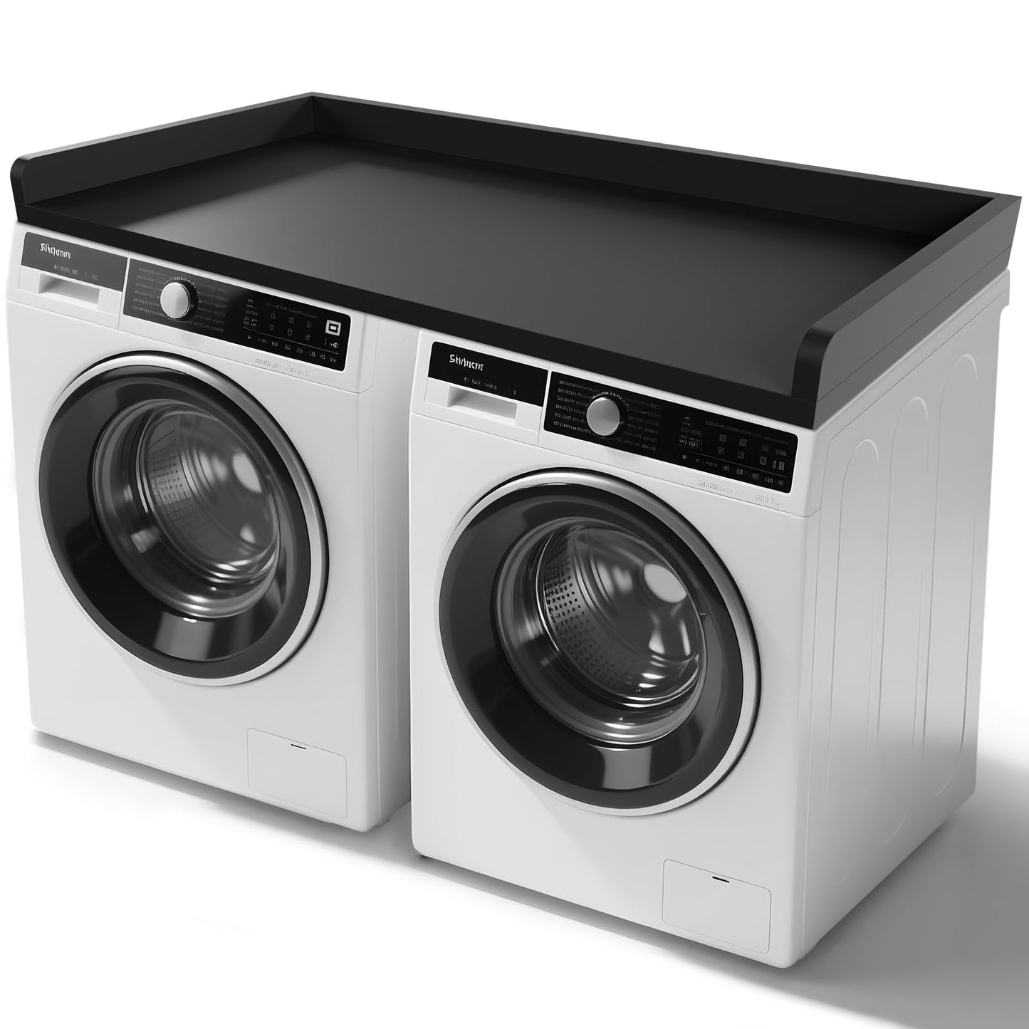 GCCSJ Washer Dryer Countertop, 54" Width x 27.5" Depth Wood Laundry Topper with Edge & Non-Slip Pads for Laundry Room Organization Storage & Clothes Folding, Black