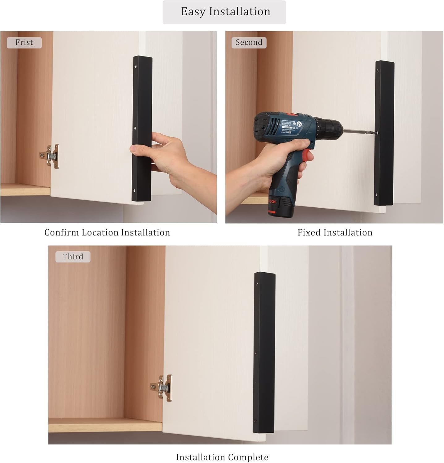 Satanga Edge Black Finger Pull for cabinets Kitchen Concealed Drawer pulls Aluminum Flat Hidden Back Mount Door Long Handle for Home 10Pack Modern 10" Hole Center Easy Installation