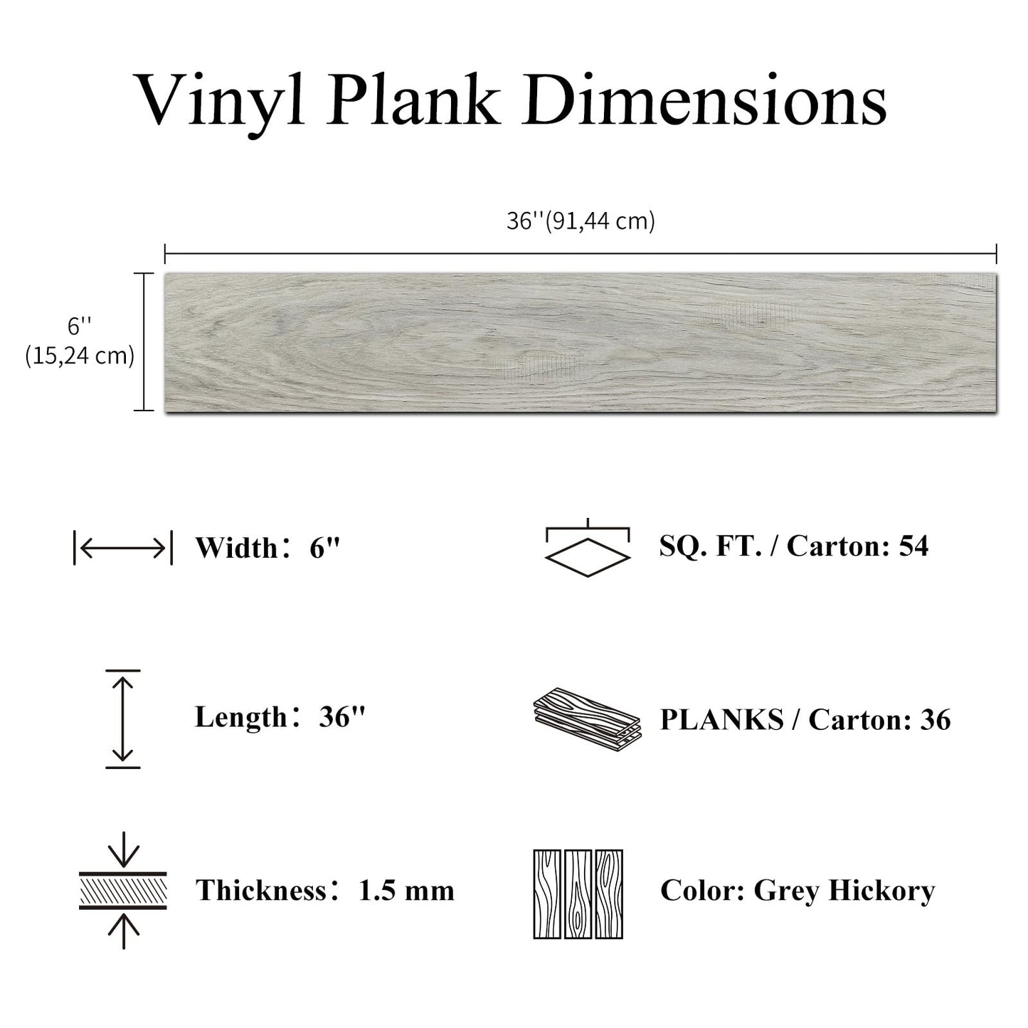 Mysflosy Peel & Stick Floor Tile, 36-Pack 54 Sq.Ft Waterproof Luxury Vinyl Flooring Self-Adhesive, Wood-Look Vinyl Planks for DIY Installation