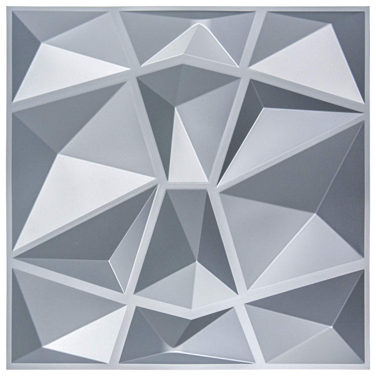 Art3d 3D Paneling Textured 3D Wall Design, Grey Diamond, 19.7" x 19.7" (12 Pack) (Matt Grey)