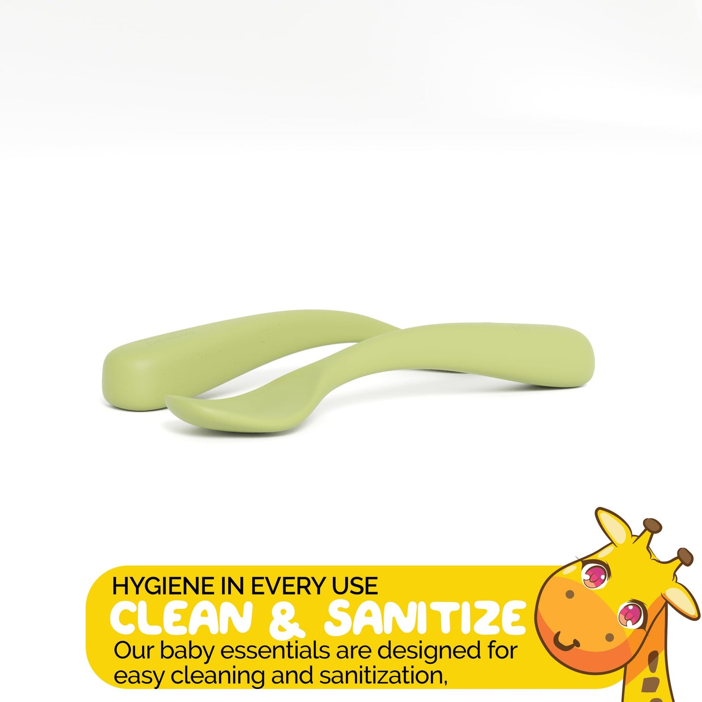Muqee Peeko Toddler Necessities Baby Feeding Essentials Set for Baby in Green Color with Baby plates with Suction and Silicone Utensil Set - (3 Pieces)