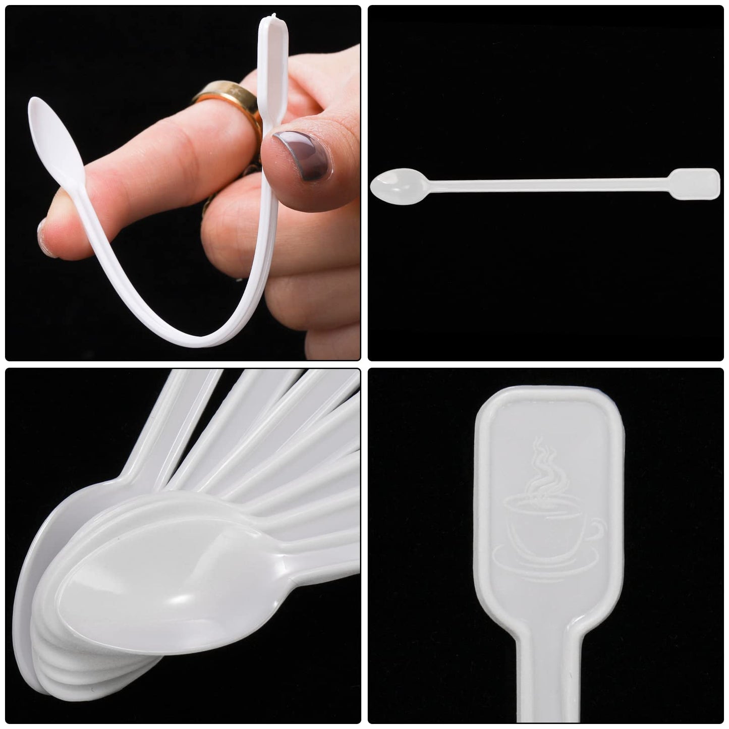 DEAYOU 1000 PCS Plastic Coffee Stirrer, 5'' Disposable Stir Sticks for Drinks Cocktails, Mini Coffee Stirring Spoon Rod for Blender, Bar, Sugar, Espresso, Tea, Swizzle, Sip, Soup, Floats, Food Grade