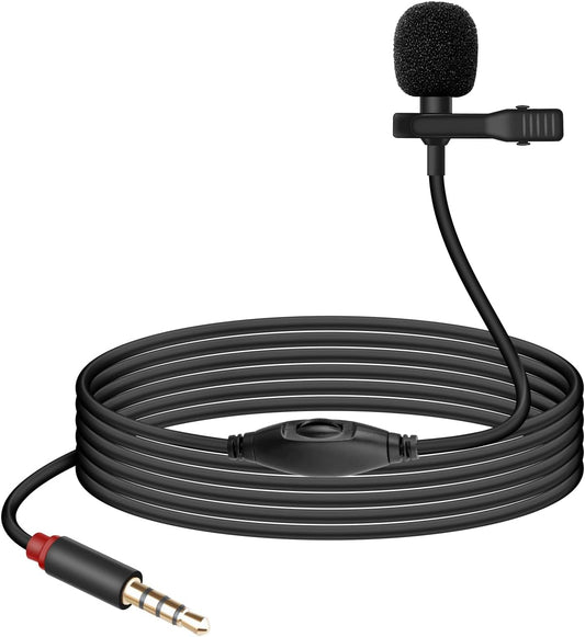 GELRHONR 3.5mm 3.5mm(1/8") 4.9FT Lavalier Microphone, TRRS Plug Invisible Lapel Microphone Wired for Phone, PC, Camera