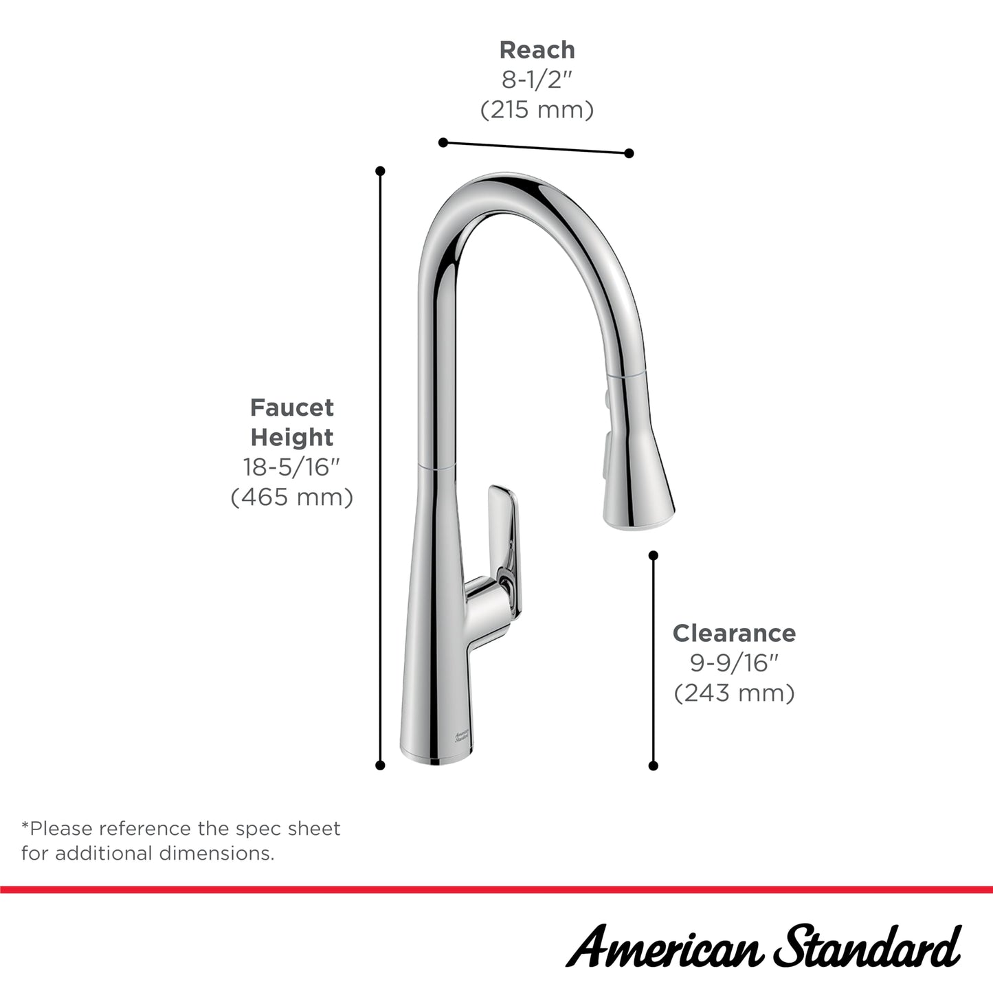 American Standard 104881GN00 Aspirations Single-Hole Kitchen Sink Faucet with Pull-Down Sprayer, 1.8 GPM, Brushed Gold