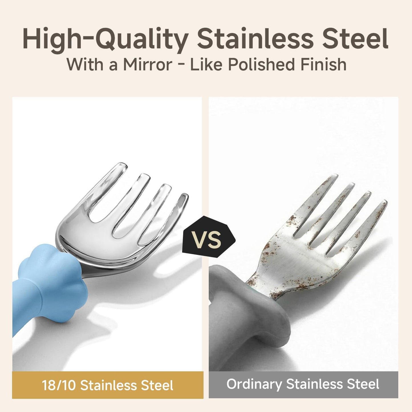 KINGSTONE Toddler Utensils with Case, Kids Silverware Set with Silicone Handles, 18/10 Stainless Steel Children Safe Forks and Spoons, Travel Carrying Cases BPA Free, Dishwasher Safe (blue)