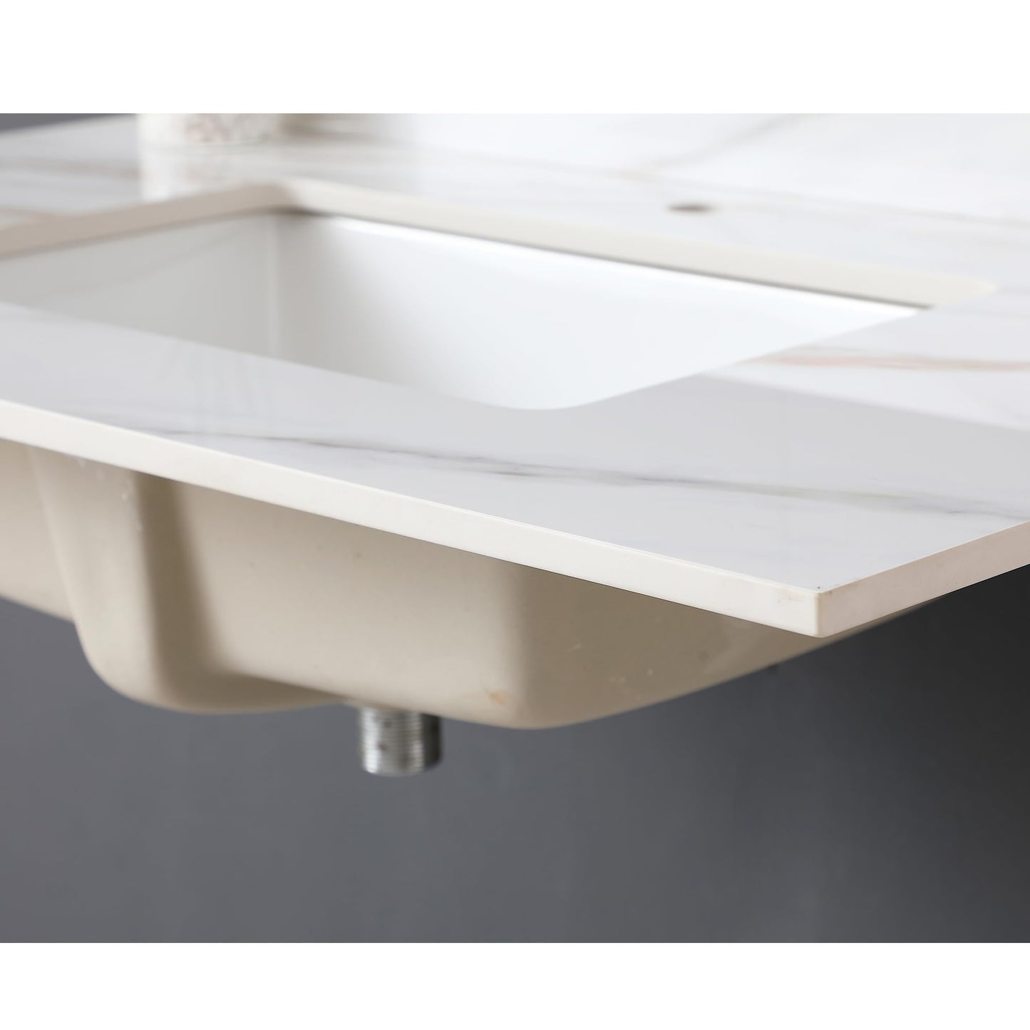 37" Bathroom Vanity Top with Ceramic Undermount Sink & Backsplash,Calacatta Gold Sintered Stone Counter Top, Single Hole Vanity Sink Top