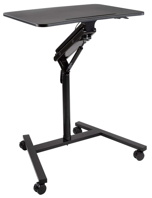 Mount-It! Mobile Standing Desk for Laptop with Wheels, Gas Spring Height Adjustable Rolling Workstation Cart, 27" x 20" Laptop Desk on Wheels, Portable Computer Desk for Home Office, Classroom