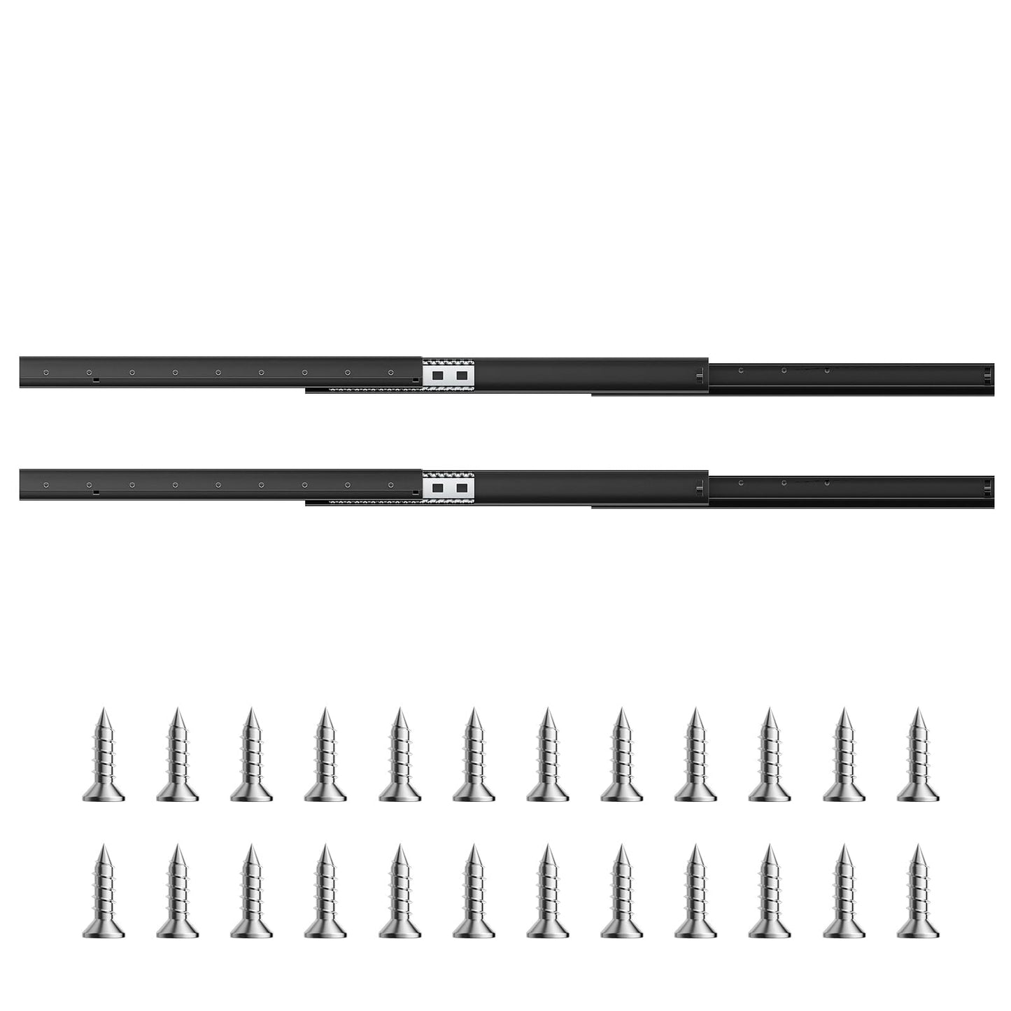 VEVOR Undermount Heavy Duty Drawer Slides, 16 24 32 40 Inch 260 lb Load Capacity Full Extension Ball Bearing Under Stair Cabinet Rails, Bottom Stair Cabinet Glides Track Runners(24inch, Black)