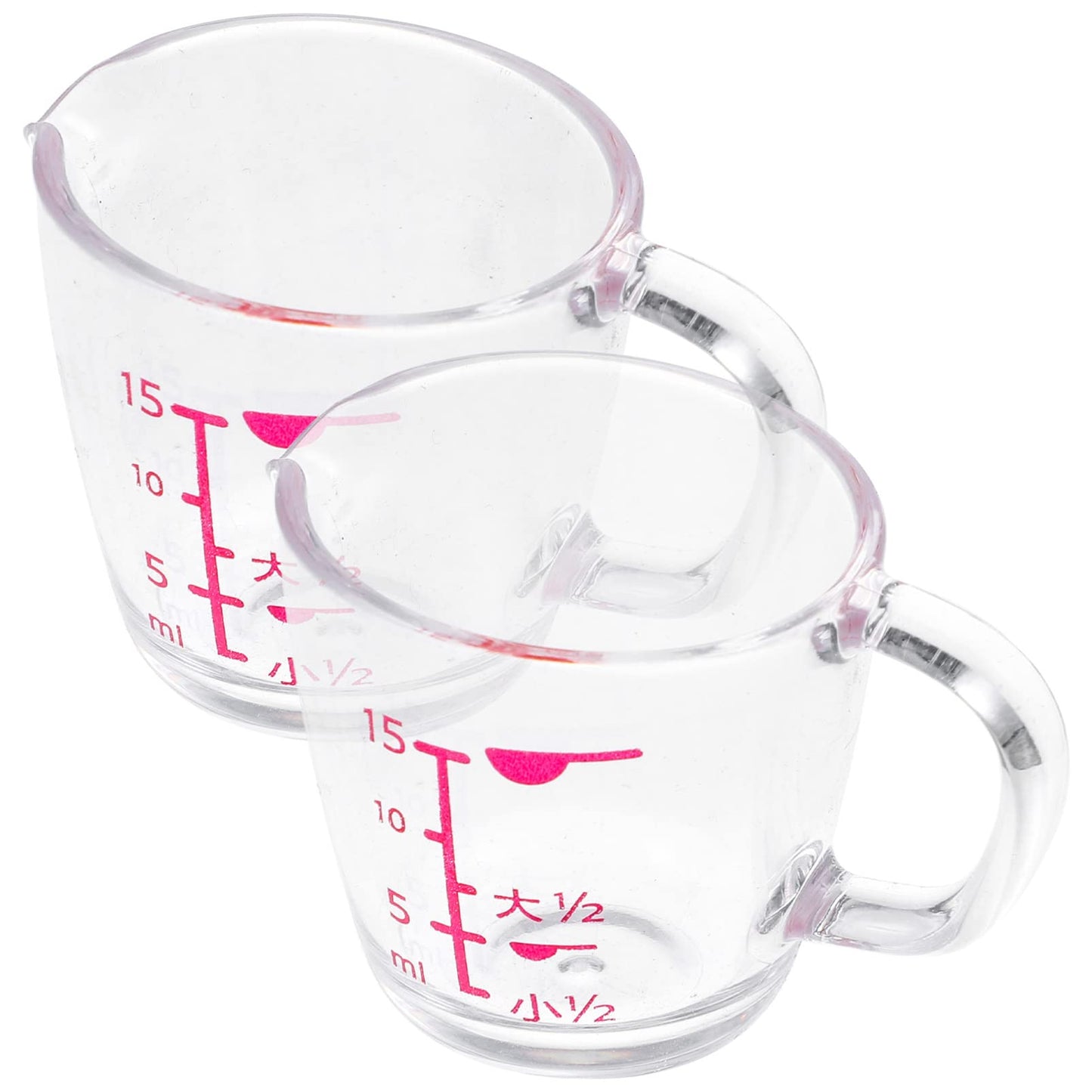 Kichvoe Small Measuring Cup with Scale 0.5Oz Plastic Graduated Liquid Measuring Cups Set of 2 for Kitchen Milk Cooking and Baking