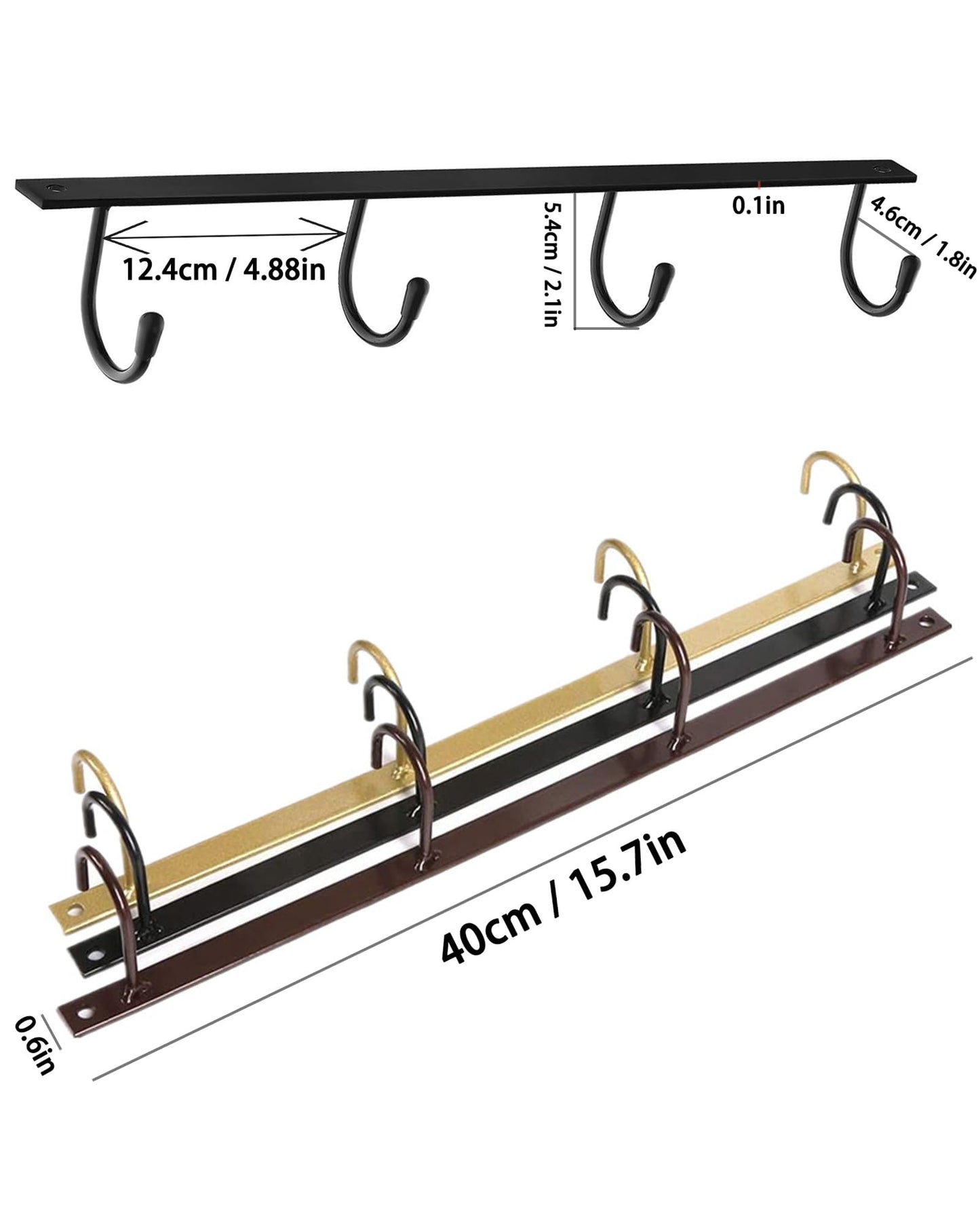 YQBOOM Mug Hanger Under Cabinet 3 Pcs Metal Coffee Hooks Wall Mounted Coffee Cup Rack Mug Storage Organizer for Kitchen Dining Bar - Black