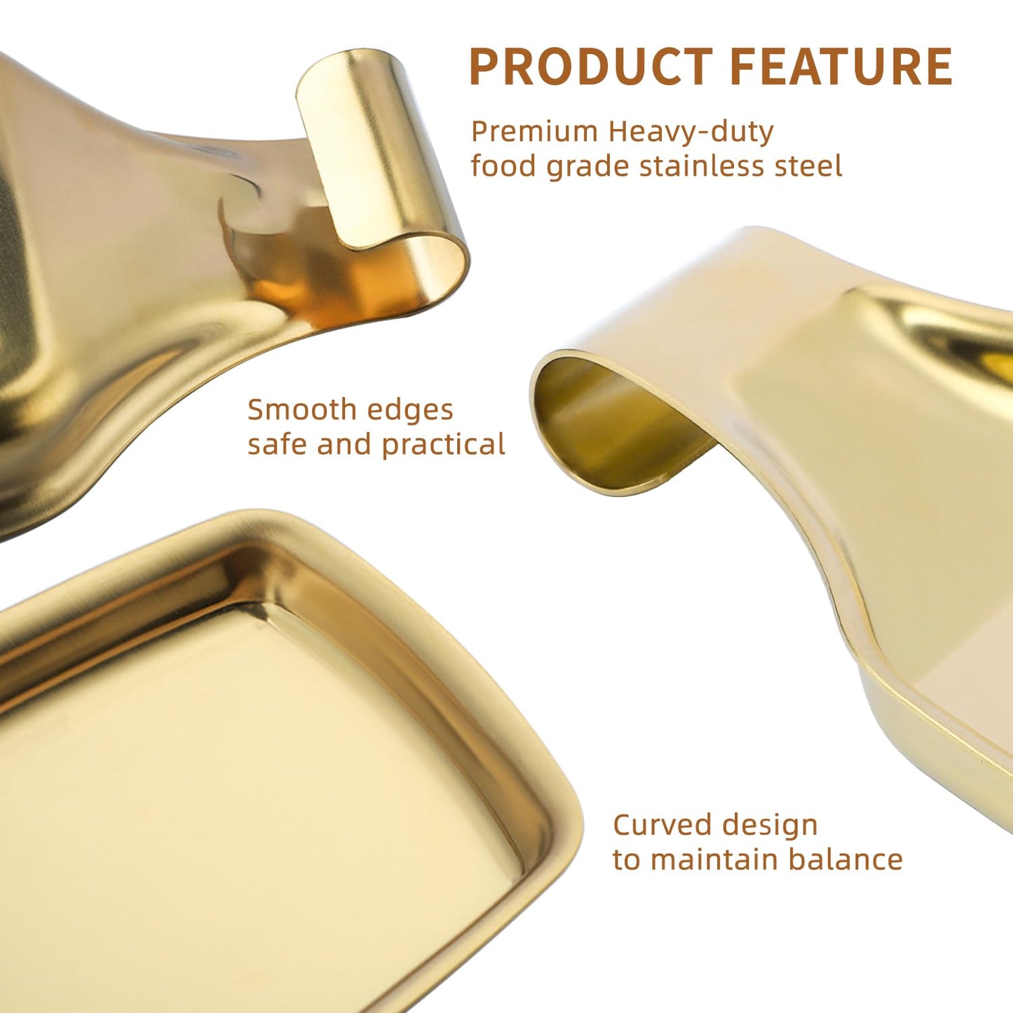MSY BIGSUNNY Stainless Steel Utensil Tray Spoon Rest Holder for Stove Top, 2 Pack Stainless Steel Spoon Rest, Golden