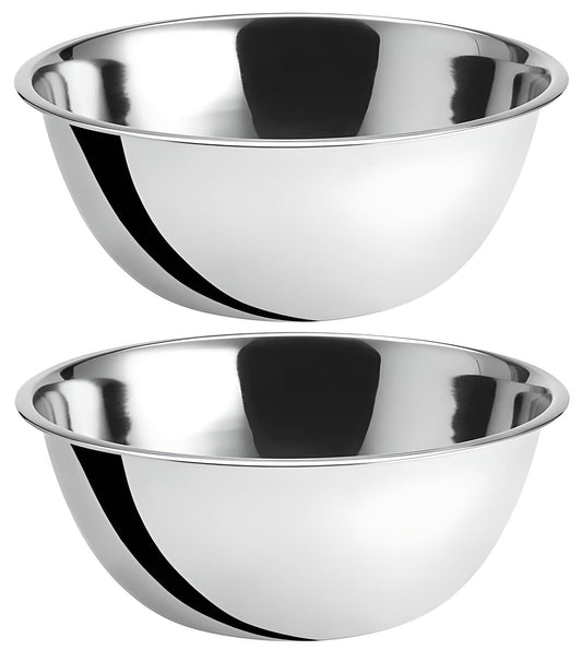 OCS Parts 8 Quart Mixing Bowls | Set of 2 | 13.25-Inch Stainless Steel Professional Grade Flat Base Mixing Bowls for Home and Commercial Kitchens