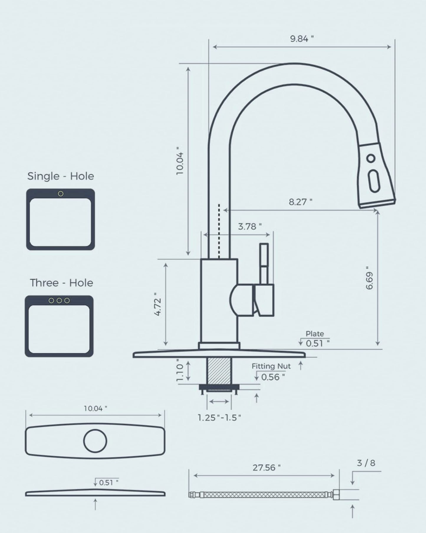 FORIOUS Kitchen Faucets with Pull Down Sprayer, Oil Rubber Brown, High Arc Single Handle Classic Stainless Steel Sink Faucet 1 or 3 Hole, Suitable for Farmhouse Camper Laundry Rv Bar