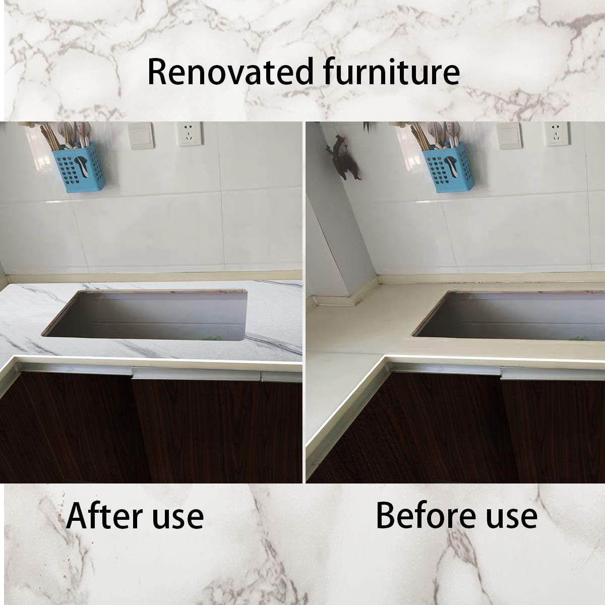 Large White Marble Granite Wallpaper Peel Stick Thicken 15.8x591inch Waterproof Furniture Sticker Self-Adhesive Contact Paper Marble Vinyl Wrap for Countertop Fireplace Backsplash DIY Wall Sticker