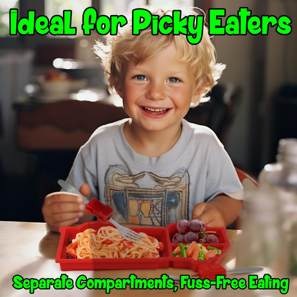 Funwares Engaging Kids' Dinnerware Set: Durable, Divided Plate, Ideal for Picky Eaters, Educational Mealtime, Easy Cleaning, Gift For Toddlers