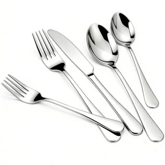 40 Piece Silverware Set for 8, Stainless Steel Flatware Set,Mirror Polished Modern Design,Including Steak Knife Fork and Spoon,Kitchen Utensils Set, Mirror Polished,Dishwasher Safe