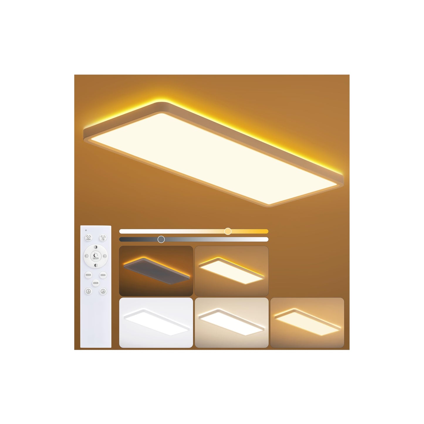 23 Inch Dimmable LED Flush Mount Ceiling Light Fixture with Remote, Square Low Profile Ceiling Light,3000K–6500K Color Changing,Night Light,White,for Bedroom,Kitchen,Living Room