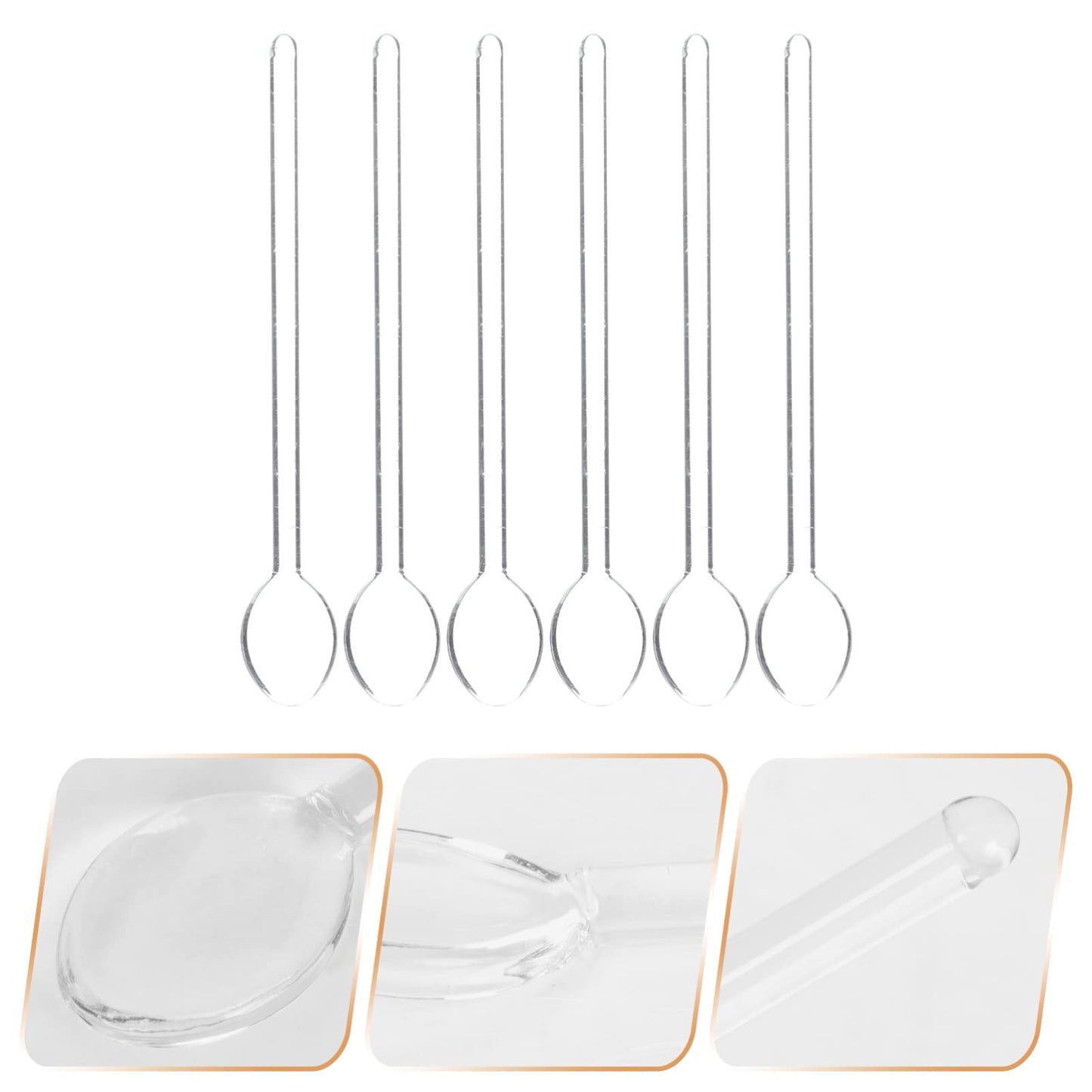 STOBAZA 6Pcs Coffee & Espresso Spoons Glass Stirring Teaspoons 5.58 Inches Stirring Rod Mixing Spoon Ice Tea Stirrers for Coffee Tea Sugar Home Bar Party, Clear