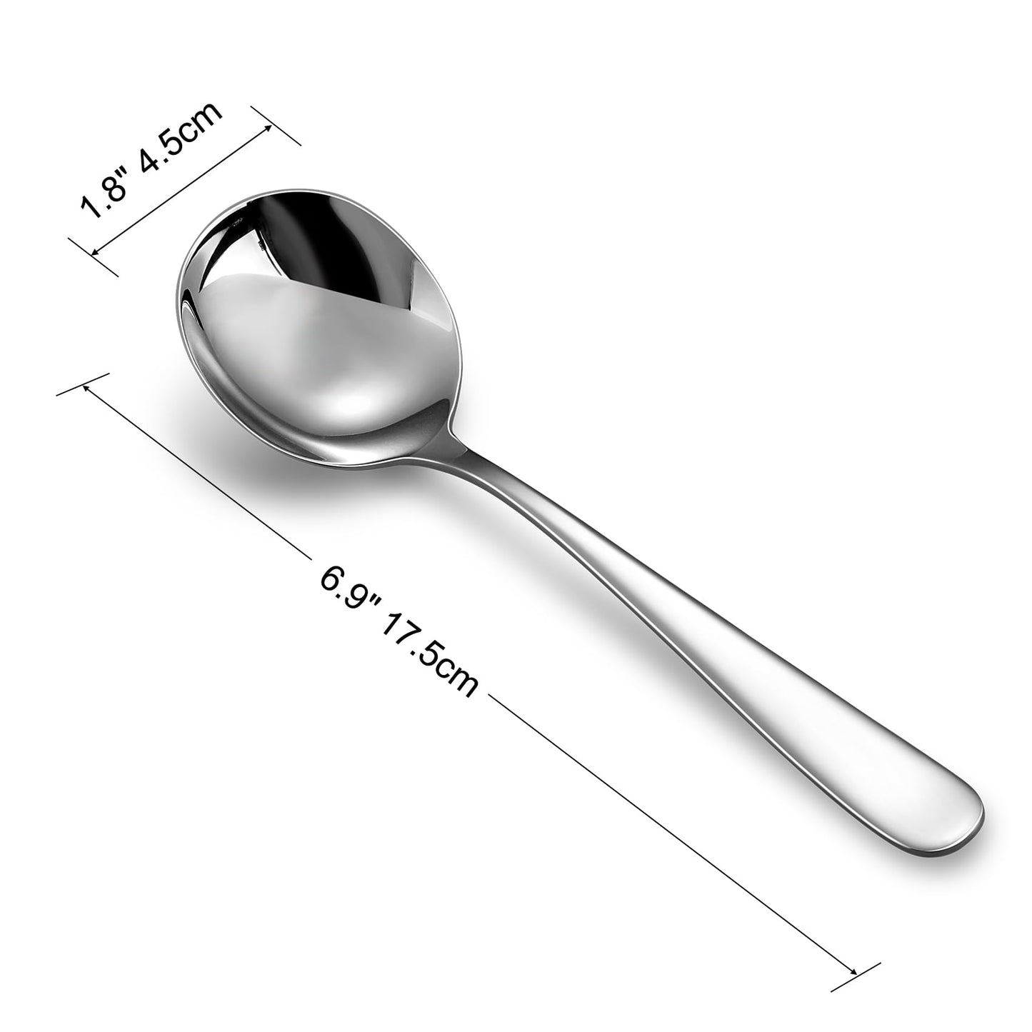 KEAWELL Premium 7" Louise Soup Spoons, 18/10 Stainless Steel, Dishwasher Safe (4)