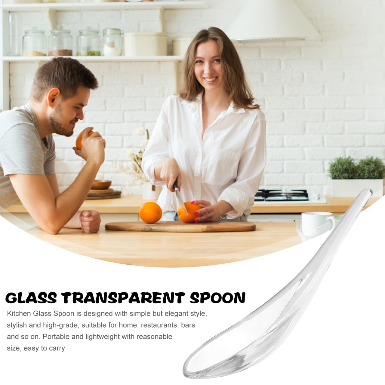 ULTECHNOVO Glass Dessert Spoon 5.70In Transparent Heat-Resistant Kitchen Spoon for Soup Ice Cream Pudding and Ramen Clear Smooth Restaurant Dessert and Appetizer Flatware