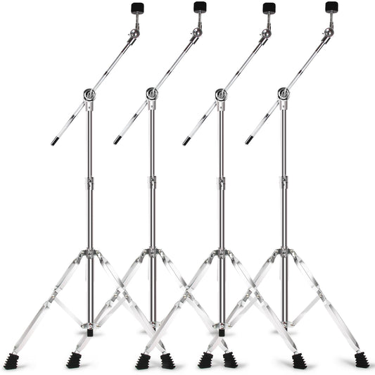 Seteol Boom Cymbal Stand, Adjustable Cymbal Stand for Drum Hardware Percussion Mount Holder Gear Set for Mounting Crash, Ride, Splash Cymbals, Double Braced Legs with Rubber Feet (4 Pack)