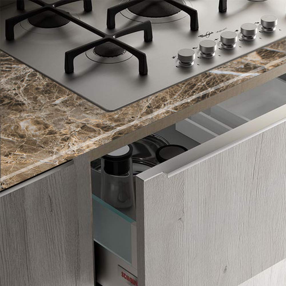 Brown Granite Wallpaper Peel Stick Matte Thick Marble Contact Paper for Countertop 16 x 354 inch Waterproof Oil Proof Self Adhesive Furniture Stickers Kitchen Counter Shelf Liner Wall Vinyl Decorative
