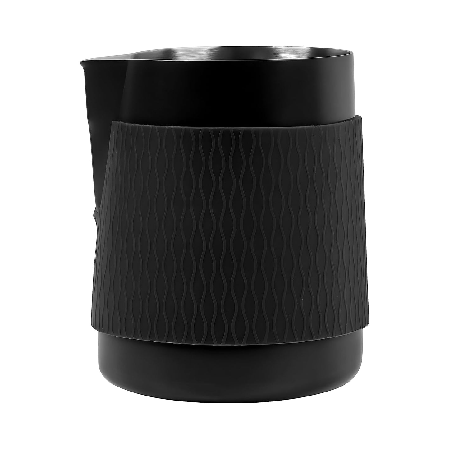 IKAPE Espresso Milk Pitcher, 15.04/450ml Milk Frothing Jug without Handle, Espresso Steaming Pitcher with Sharp Spout for Espresso Barista Tool(black)