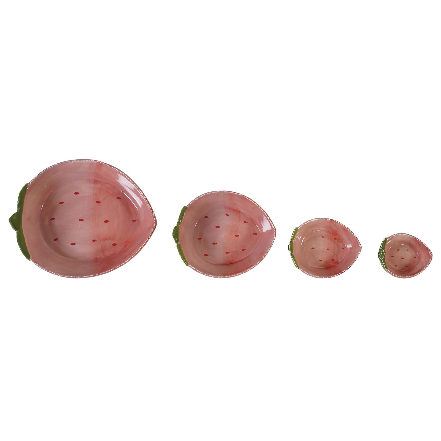 Creative Co-Op Hand-Painted Stoneware Strawberry Shaped Nesting Bowls, Pink and Green