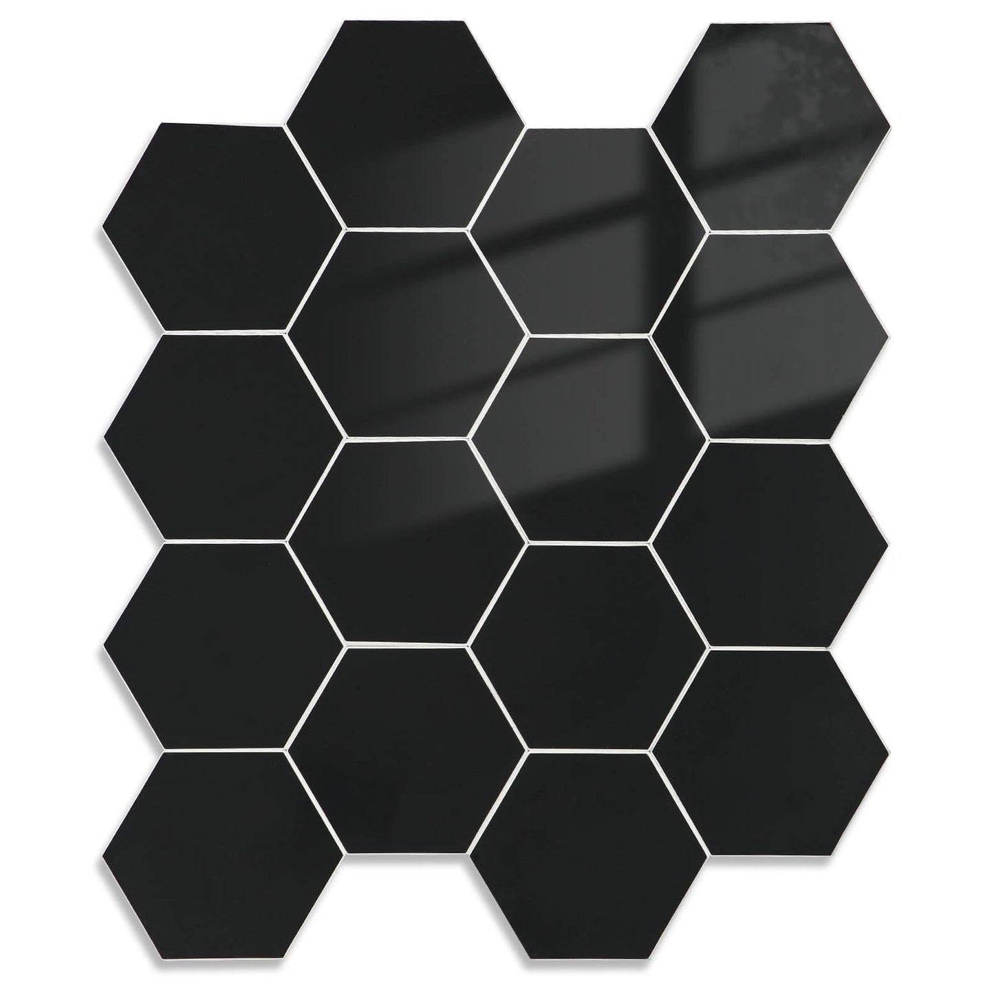 Yipscazo 10 Sheets Hexagon Peel and Stick Backsplash,Self Adhesive Luxury Faux Marble Tile,Pure Black Wall Tile for Kitchen, Stick on Backsplash Tiles for Bathroom,RV,Laundry