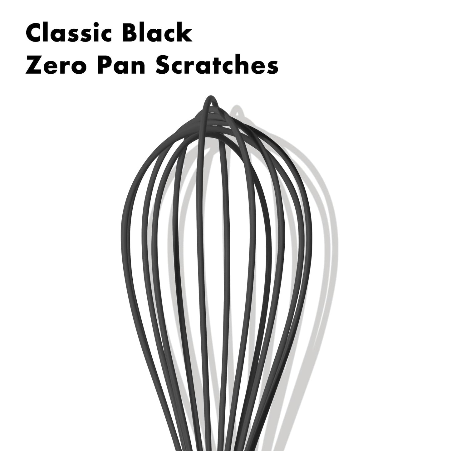 OYV 10-Inch Black Silicone Whisk, Heat Resistant 480°F Kitchen Whisk with Stainless Steel Ergonomic Handle, Non-Scratch for Nonstick Cookware, Dishwasher Safe, Perfect for Blending, Cooking & Beating
