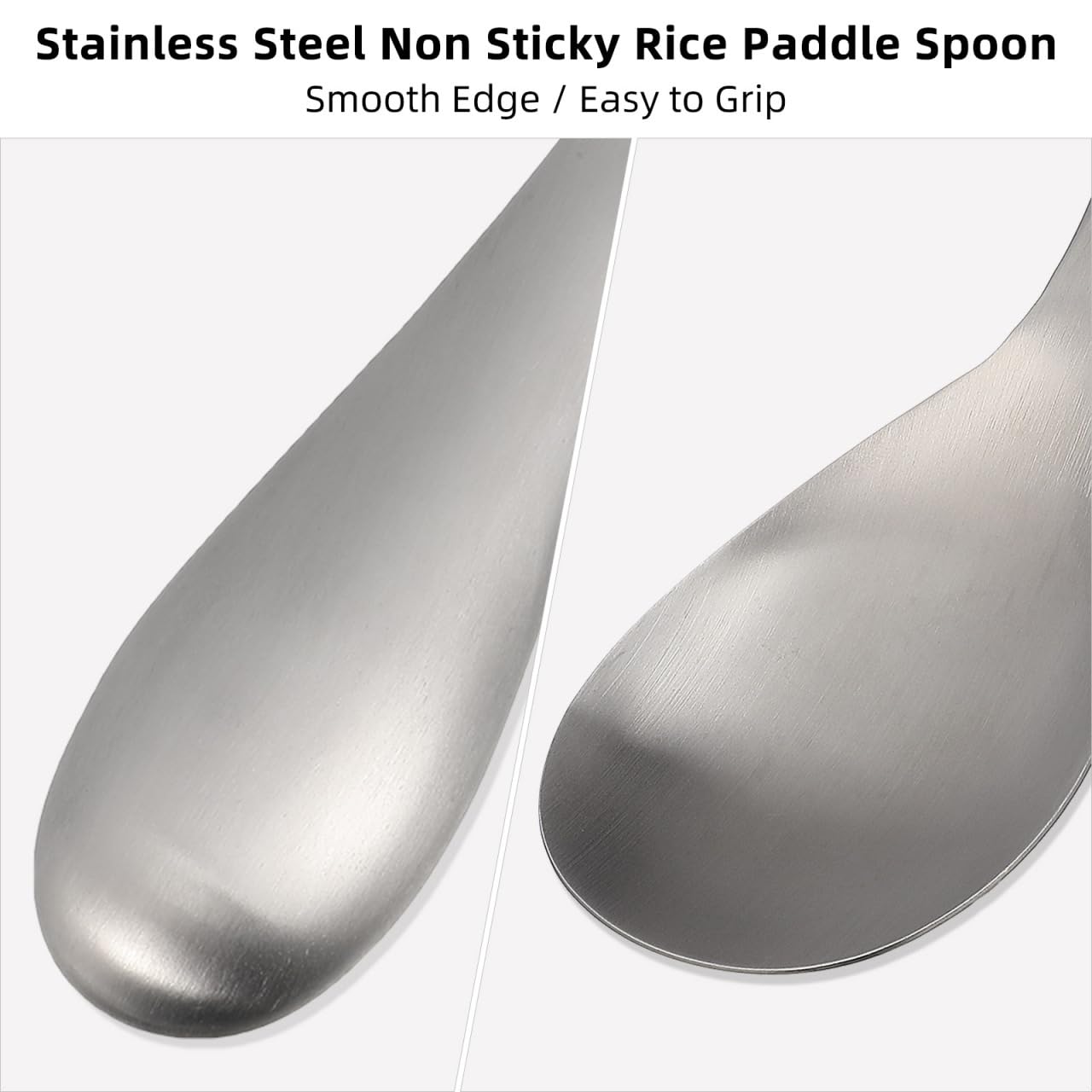Cabilock 2Pcs Rice Spoons for Serving, Stainless Steel Rice Paddle Spoon Non Stick, Kitchen Silverware Utensils for Home Restaurant