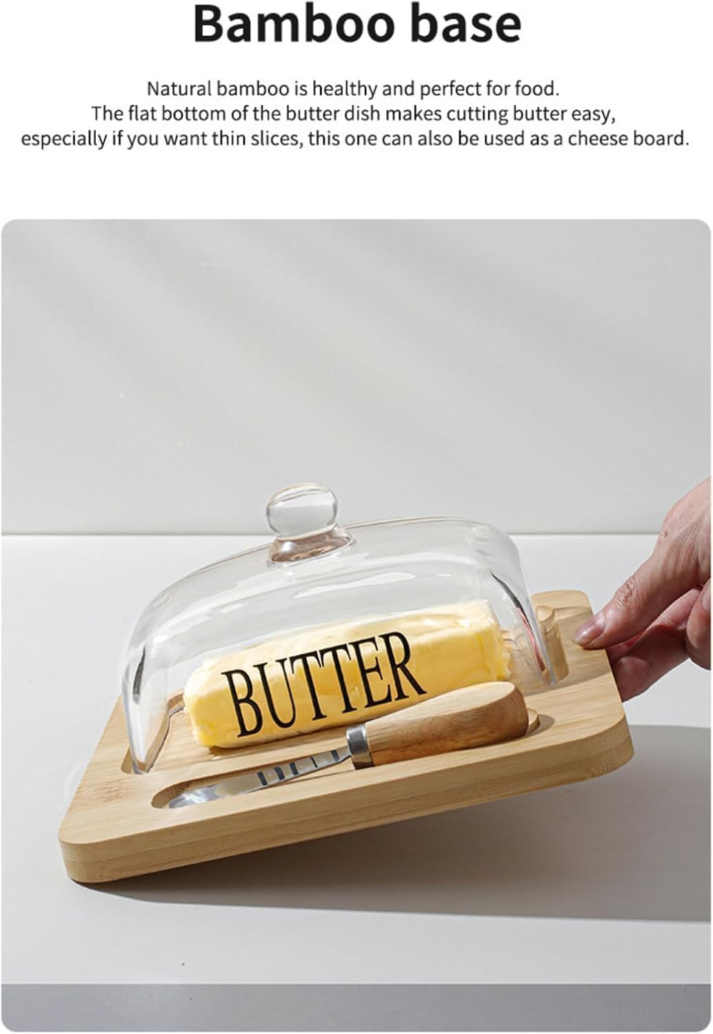 New Butter Tray with Lid Cheese and Dessert Serving Platter Bread Board for Kitchen Storage and Elegant Presentation (Log color(Tray+Cover+Knife))
